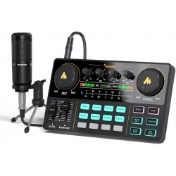 Maono AU-AM200 Audio Interface With DJ Mixer and Sound Card Plus Condenser Microphone