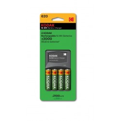 Kodak AA pre-charged Rechargeable Ni-Mh Batteries (4 Pack) with Cells Charger