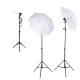 E27 Lighting With Stand and Umbrella (3 Set Kit)